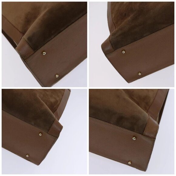 GUCCI Bamboo Hand Bag Suede Brown Gold Auth - Picture 15 of 15
